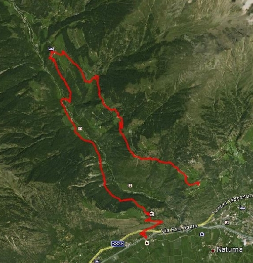 Strecke Erlebnislauf Schnalstal: 16 km, ca, 400 Höhenmeter steigend und ca. 1’100 Meter fallend.