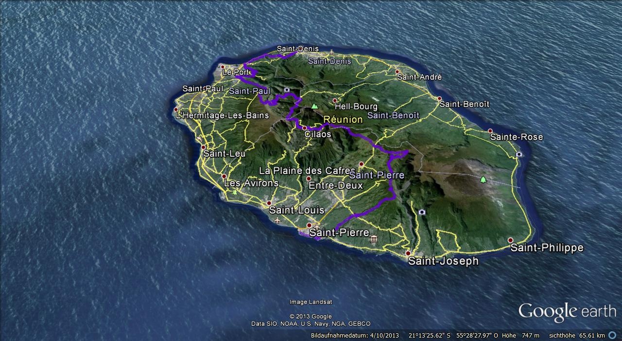 Laufstrecke Grand Raid La Réunion, 170 km, 9900 M HD