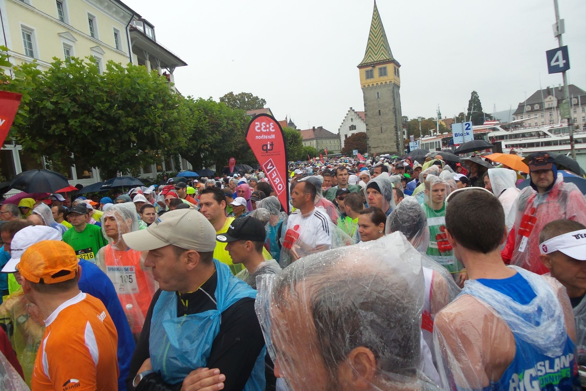 Dauerregen am Start in Lindau