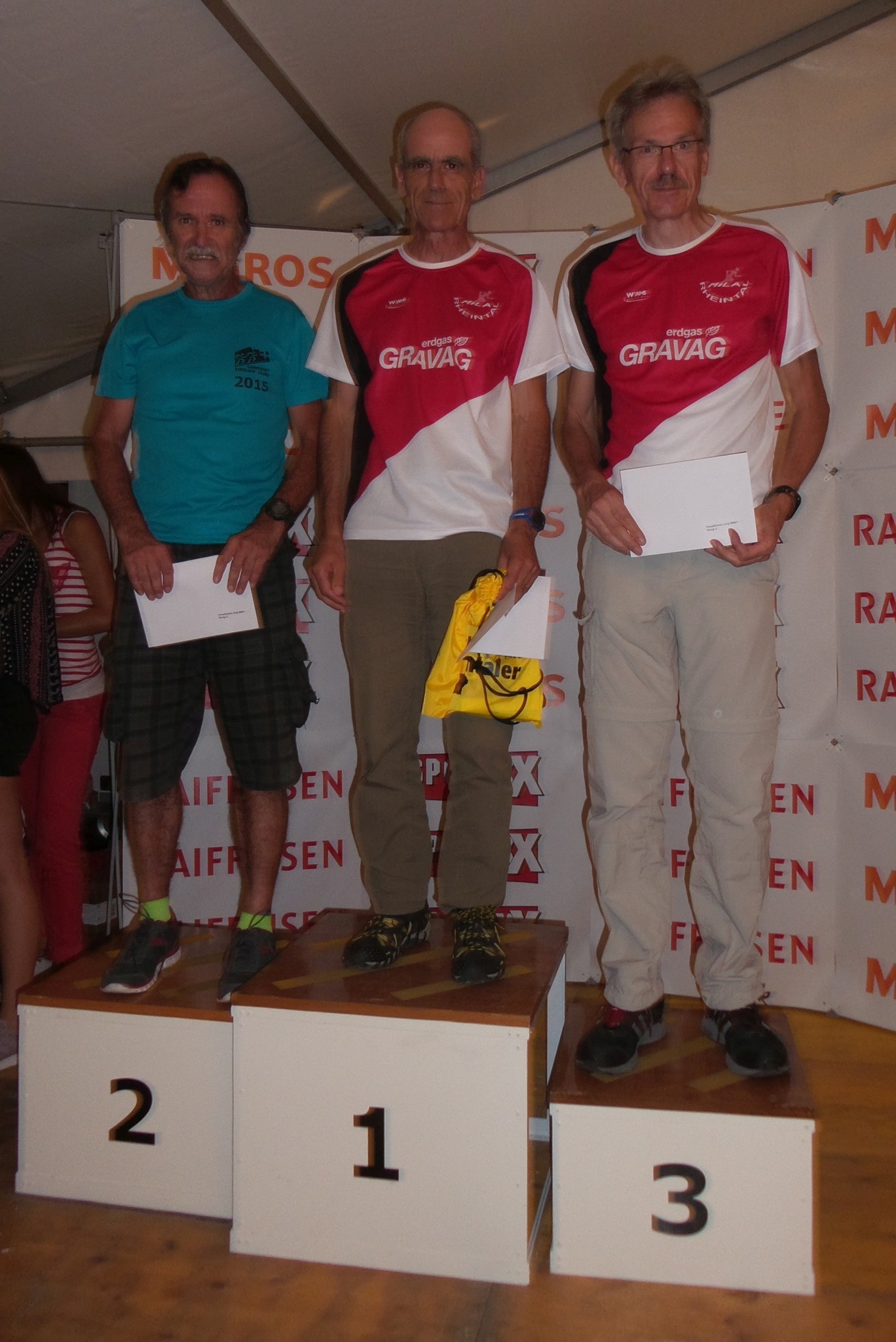 Siegerehrung M60+ mit Berni auf Rang 1 und Norbert auf Rang 3