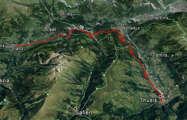Strecke Transruinaulta Ilanz-Thusis