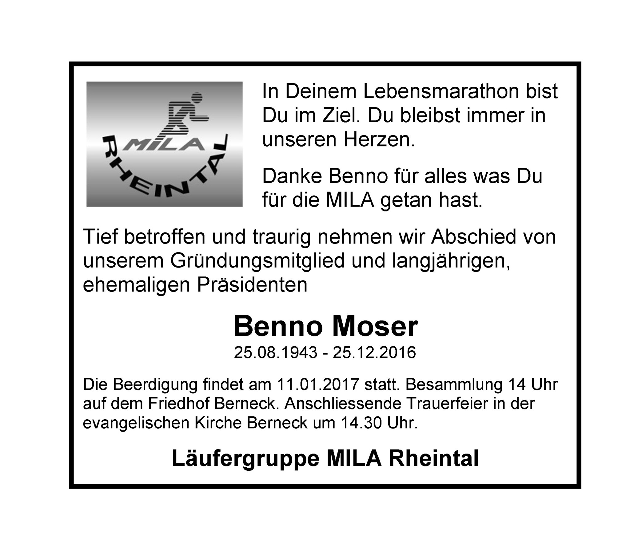 Todesanzeige der MILA