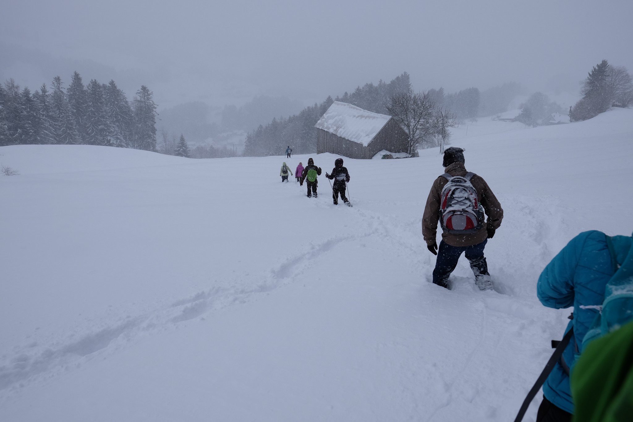 Nun der Abstieg durch den Neuschnee…