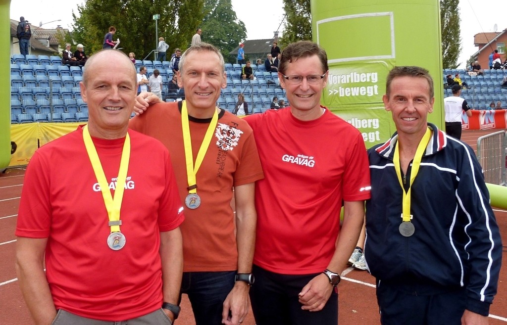 Liefen den Halbmarathon: Kurt, Helmut, Heinz und Fredy
