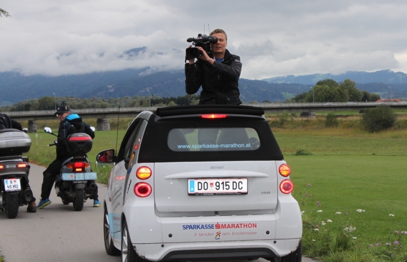Die Medien sind omnipresent am Dreiländermarathon