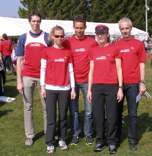 Sorgten für Mila-Top-Resultate beim Halbmarathon: Zoltan, Denise, Mathias, Rina und Andreas