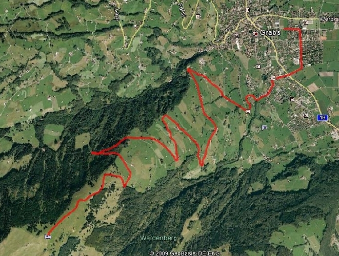 Die 9,8 km und 1’000 Höhenmeter von der Vogelperspektive