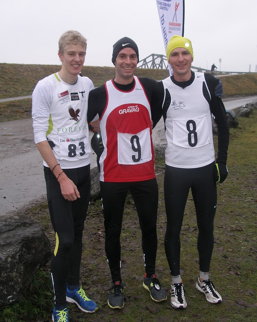 Das Podium des 6-ers: Mathias mit Christoph Schefer und Jakob Mayer