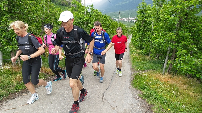 erste Steigung in Obstplantagen