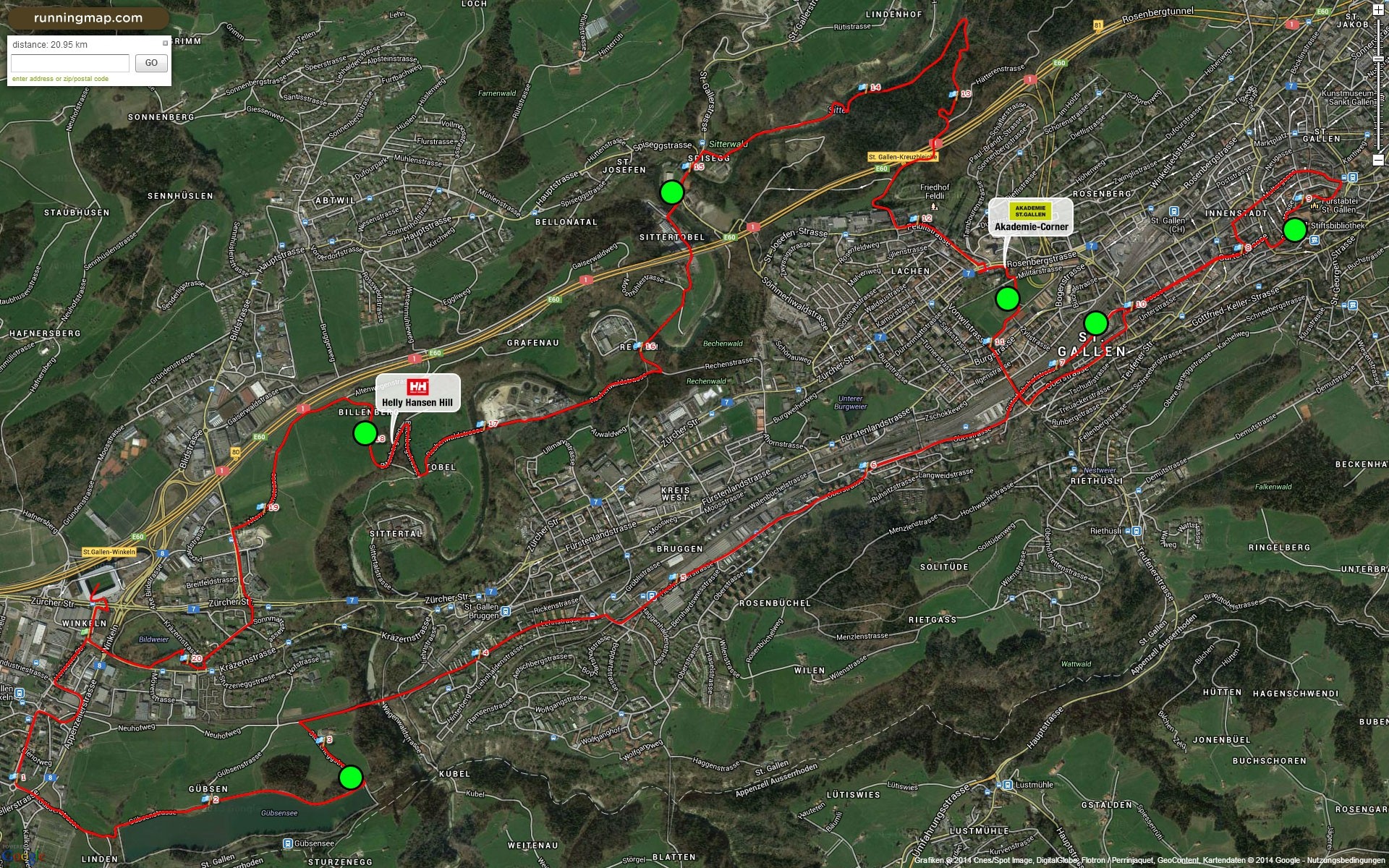 Die gesamte Laufstrecke des Halbmarathons