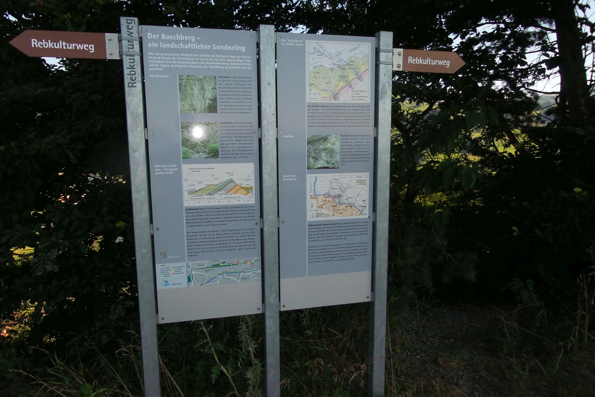 Informationstafeln über die Rebkulturen an der Laufstrecke